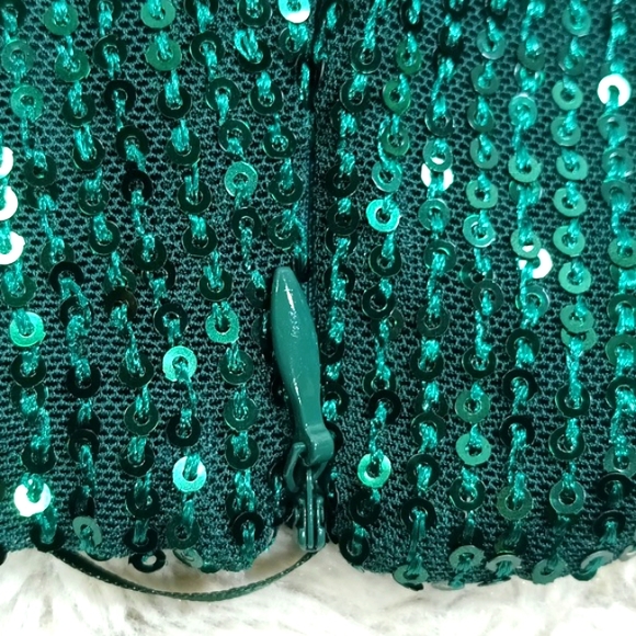 NWT Vint & Love Green Sparkle Sleeveless Sequined & Glitter Wedding Blouse Sz L - Picture 14 of 16